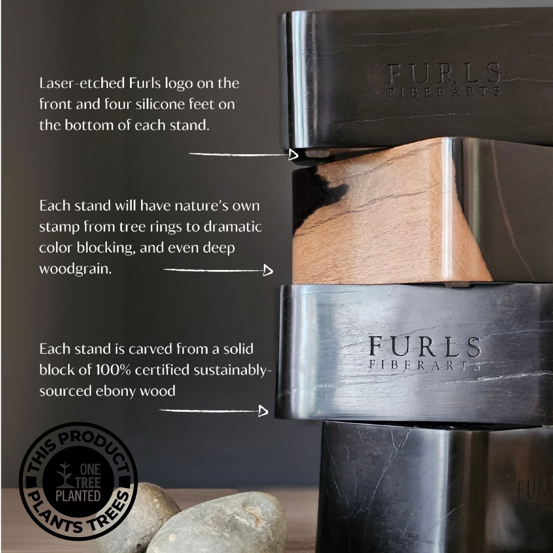 Limited Edition Eight Hook Standing Display in Ebony Hook Stand FurlsCrochet 